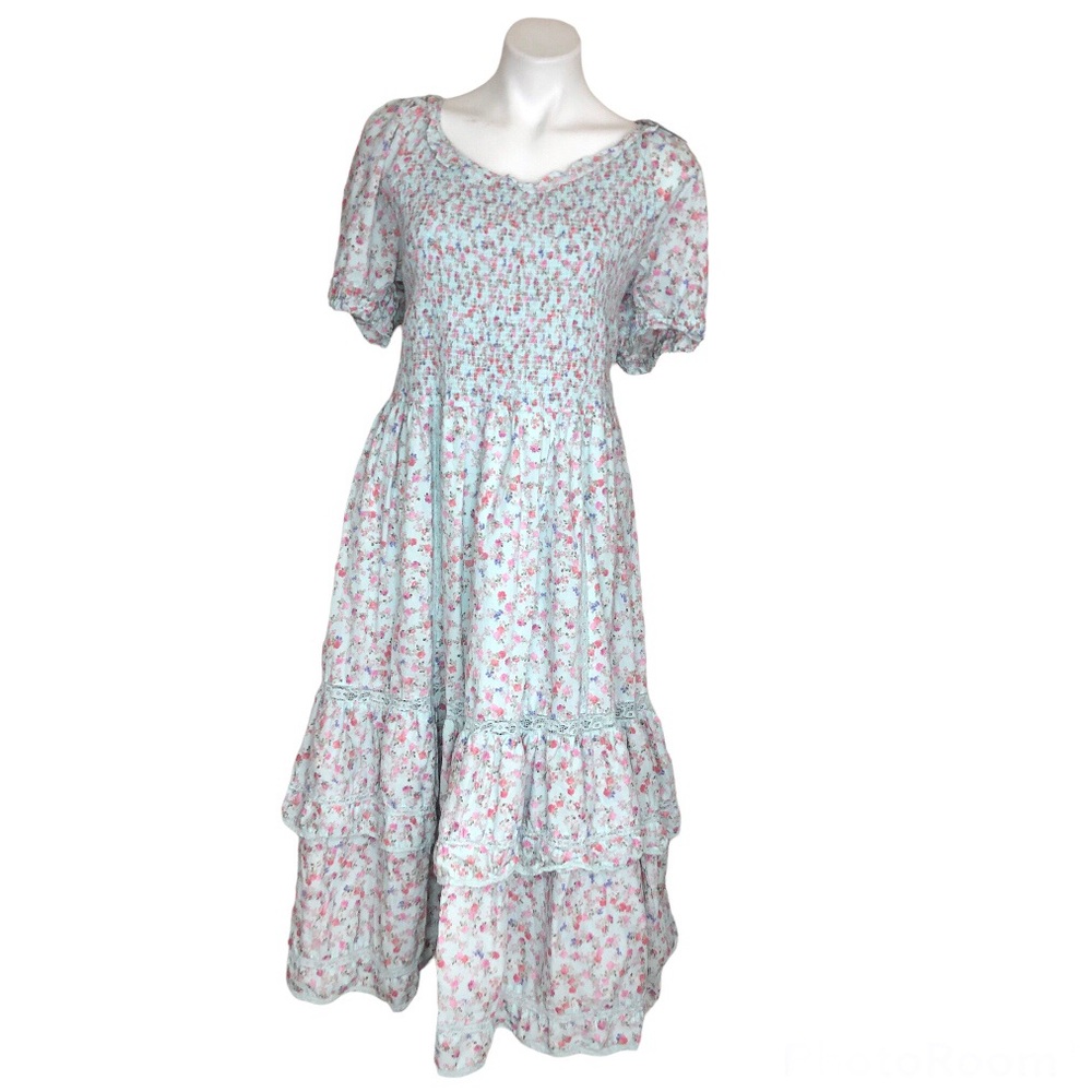 LoveShackFancy Target Floral Dress Cottage Core Blue Size 1X